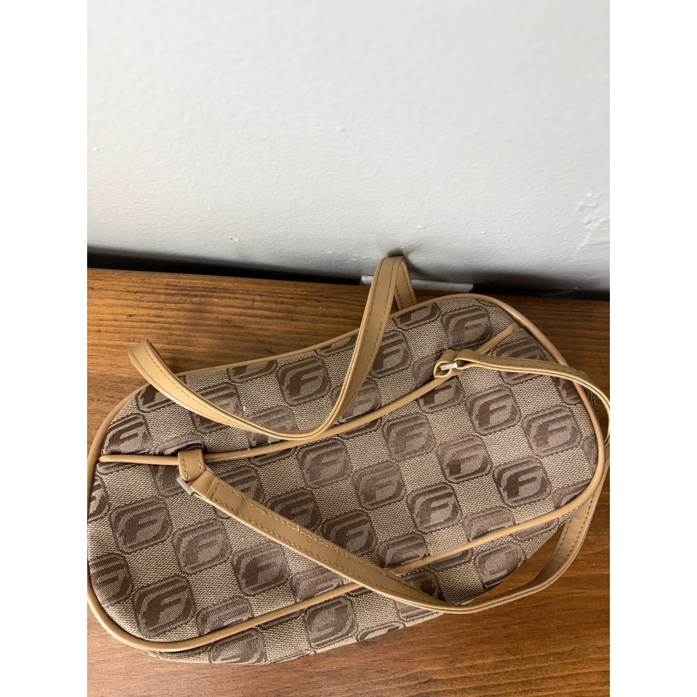 Vintage FUBU The Collection Monogram Shoulder Bag Tan Brown Y2K Streetwear